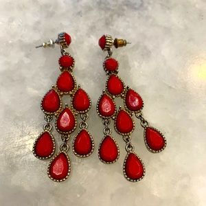Red Dangly Earrings with Post Backs